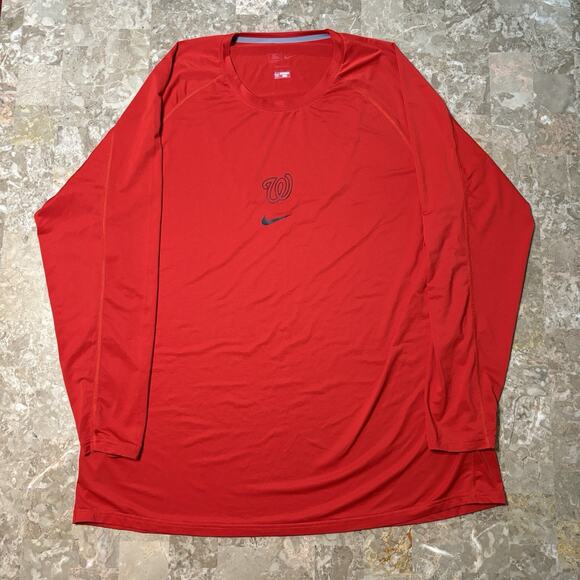 Nike MLB Shirt Mens 2XL Red Washington Nationals Baseball Team Issue NKXH - Picture 2 of 9